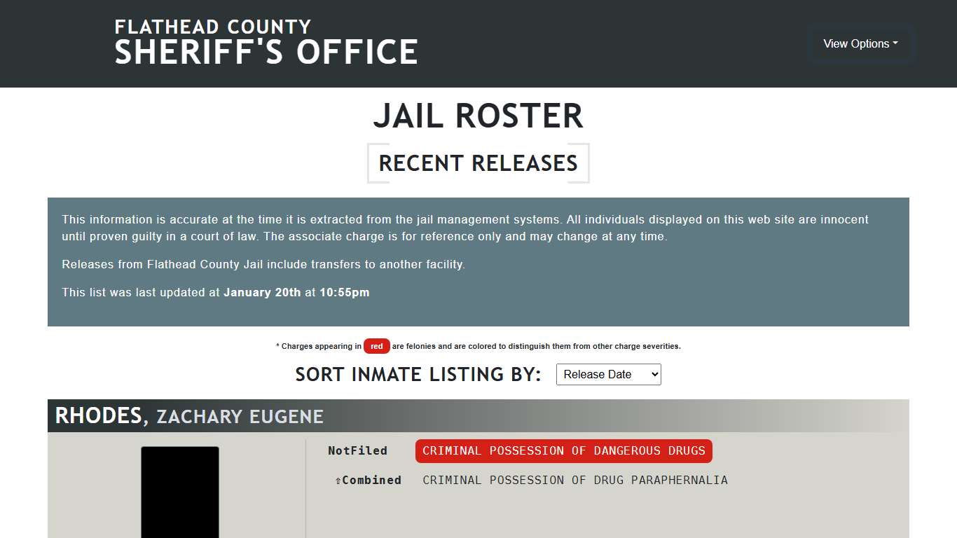 Flathead County Sheriff's Office - Jail Roster